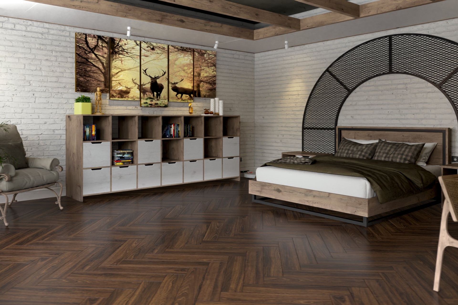 Инженерный паркет «Damy Floor» Каштановый (укладка елочкой) — купить в Керчи